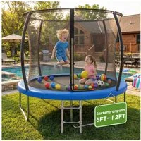 HOMALL Gartentrampolin Kindertrampolin Outdoor-Trampolin Durchmesser: 183/220/290/360 cm, Ø 220 cm, (Durchmesser 183 cm (mit Sicherheitsnetz und Schutzhaube, Tragkraft 50 kg/150 kg, 360°-Sicherheitsnetz, erhältlich in Schwarz/Blau/mehrfarbig) -ostern