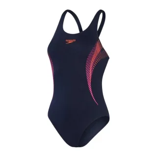 Speedo - "Placement" Badeanzug für Damen, Halboffener Rücken (Marine/Pink)