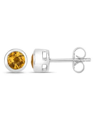 Vira Jewels Ohrstecker 925-Sterling Silber rhodiniert glänzend Citrin orange rund