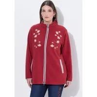 Ulla Popken Sweatjacke Trachten-Fleecejacke Edelweiß-Stickerei