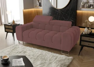 Sofa Designersofa BASTIEN 2-Sitzer in Stoff Terra Dunkelrosa