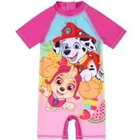 PAW PATROL Badekleid Paw Patrol Badeoverall für Mädchen, pink, kurzarm, UV 50