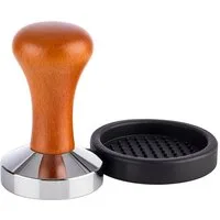 Buddy's Tamper Buddy´s Bar - Barista Edition, Premium, Kaffee Verdichter, rostfreier Edelstahl, Holzgriff