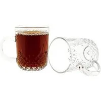 Sunay Gläser-Set 6er Set Henkelgläser mit dekorativem Diamantmuster, 240 ml, 6-tlg., Glas, 6-teilig, 240 ml