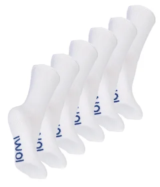 6 Paar Multipack Kinder Baumwolle diabetischen Socken mit sanften Griff | IOMI | Extra breite nahtlose nicht elastische Socken für geschwollene Füße - weiß