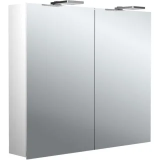 Emco pure 2 Style Aufputz-Lichtspiegelschrank 979705303 800x721mm, mit LED-Aufsatzleuchte, 2-türig, Aluminium