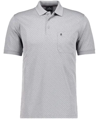 RAGMAN - Softknit-Polo Alloverprint silbergrau - Gr. - 3XL