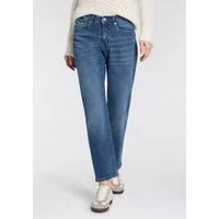 MAC 5-Pocket-Jeans STRAIGHT rabbit Plakativer Druck auf der Gesäßtasche
