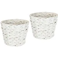 I.GE.A. Pflanzkübel Wasserhyazinthentopf, 2er Set Wasserhyazinthe Gefäß Blumentopfgeflochten Übertopf Vase Korb