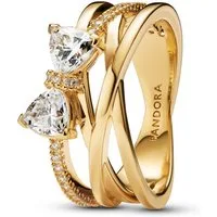 Pandora Fingerring Ring für Damen mit Schleife, vergoldet, Zirkonia von PANDORA Timeless
