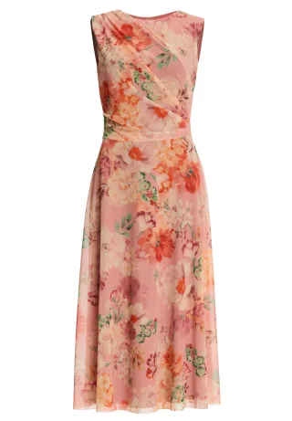SWING - Midi Kleid aus Mesh mit Blumendruck blush rose - Gr. - 38