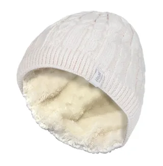 Damen gerippt Kabel stricken Fleece gefüttert Thermal gestrickt Beanie Hut