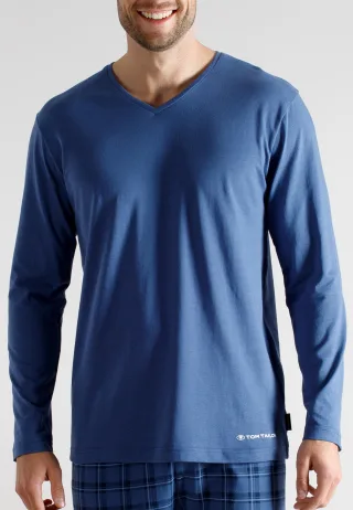 TOM TAILOR BODYWEAR - TOM TAILOR Herren Shirt uni 1er Pack blau-mittel-uni - Gr. - 48