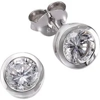 Zeeme Paar Ohrstecker Silber 925 rhodiniert mit weißen Zirkonia-Steinen