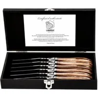 Laguiole Style de Vie Steakmesser LAGUIOLE STEAKMESSER SET "LUXIVIO", Edelstahl, Olivenholz, 6 Messer (6 Stück)