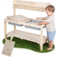 roba® Outdoor-Spielküche FUN Massivholz, Kinderküche mit abnehmbarer Abdeckung und Spielwanne