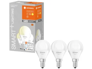 LEDVANCE LED-Lampe SMART+ WiFi Candle, B40, E14, EEK: F, 4,9 W, 470 lm, 2700 K, Smart, 0,5, 3 Stück