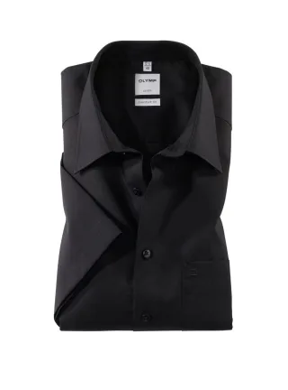 OLYMP - Comfort fit: Kurzarmhemd schwarz - Gr. - 39