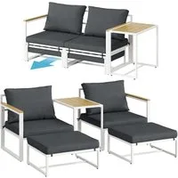 STEELSØN Sitzgruppe Asteri 5-teilig mit Sesseln & Tisch, (weiß/anthrazit), inkl. Sitzpolster, Gartenmöbel-Set Metallgestell, als 2- oder 4-Sitzer