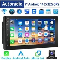 ESSGOO 7 Zoll Doppel 2 DIN Android 14 4+64G Autoradio (Digitalradio (DAB), FM, RDS, FM RDS Bluetooth EQ USB Apple Carplay Android Auto GPS Navi WIFI)