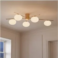 Lindby Deckenleuchten Valisa, Glas Gold / Messing IP20, 5 x 8 W LED