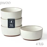 JIWOO Salatschüssel 4er Ø15cm, Müslischüssel Suppenschüssel Dessertschale Obstschale, Keramik, (Set, 4-tlg), 6Zoll Hochwertige Schüsseln Weiß Schüssel Mikrowellenofen Spülmaschine
