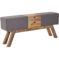 Wohnling Sitzbank WL6.480 Turnbock Stoff 120 cm Grau Springbock Stauraum Turnhocker Ban (Stoff / Massivholz Bank 120x56x30 cm Retro), Flur Polsterbank mit Stauraum, Stoffbank Grau