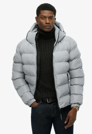 Superdry - Kapuzen-Sportpufferjacke verwaschenes denim - Gr. - S