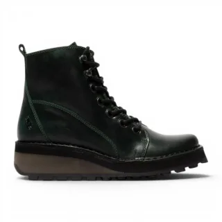 Fly London Womens Green Leather Schnürstiefel – HAZI147
