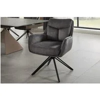 riess-ambiente 4-Fußstuhl PROMETHEUS graphitgrau - Samt, Vogue Velours, Metall, Taschenfederkern (Einzelartikel, 1 St), mit 180° Drehfunktion und Autoreturn – ideal für elegante Esszimmer