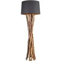Levandeo® Stehlampe, Stehlampe 150cm Holz Natur Lampe Schwarz Holzlampe Unikat Treibholz
