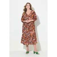 MIAMODA Jerseykleid Midikleid A-Linie Leo-Muster Zierband