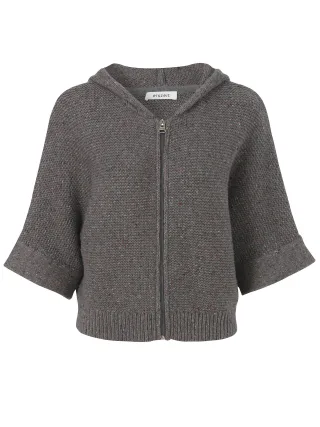 eiszeit - Jacke Kapuze 1/2 Arm überschnittene Schulter mid grey multicolor - Gr. - 46
