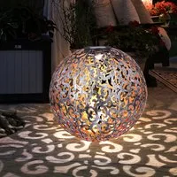 GLOBO LIGHTING Kugelleuchte, LED-Leuchtmittel fest verbaut, Warmweiß, Solarleuchte orientalisch Kugel Solar Kugellampe Erdspieß