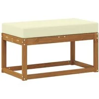 vidaXL Sofaelement Outdoor Hockerbank mit Kissen Natur und Creme 79 x 43 x 37 cm (1 St)
