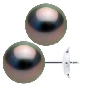 Ohrringe - Weißgold 375 - Echte Tahiti-Zuchtperlen rund 10-11 mm
