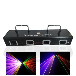 [EU Direct] YBEIYUAN 4 Lens Strong RGBY Beam Show System Stage Disco Party Christmas Decoration Stage Lights DMX DJ Equi