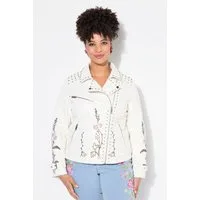 MIAMODA Sommerjacke Bikerjacke Lederoptik Stickerei Ziernieten