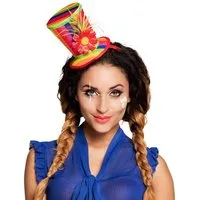 Boland Kostüm Diadem Blossom bunter Mini-Zylinder mit Blume für Karneval Mottoparty, dekorativ bunt, Haarreifen sorgt für sicheren Halt