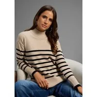Laura Scott Streifenpullover kuscheliger Winterstrick mit seitlichen Schlitzen - NEUE KOLLEKTION