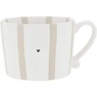 Bastion Collections Tasse Beige Titan, Keramik, Spülmaschinengeeignet, Weiß, Streifen, H: 7.2cm