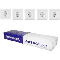 Aling Conel Unterputz-Steckdose 5er-Set 16A/250V inkl.Rahmen, Packung, 5 x Schutzkontakt Steckdose