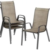 TLGREEN Stapelstuhl Gartenstühle Stapelstuhl,Camping Stapelbar Hochlehner, (Terrassenstuhl Textilene Stahlgestell für Gärten Innenhöfe Balkone Restaurants, 4 St), 150 kg Belastbar