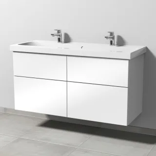 Sanipa 3way Waschtischunterbau zu Geberit iCon Light Waschtisch mit 4 Auszügen, Weiß-Glanz SF57678