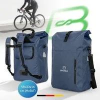 Bronea Fahrradtasche 3-in-1 Kombi Rucksack & Umhängetasche 100% Wasserdicht XXL-28Ltr (Schnellmontage an Gepäckträger, integrierte Laptoptasche), Diamond-Struktur Laptoptasche 100% Wasserdicht Reflektierende Elemente