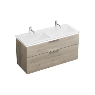 Burgbad Mineralguss Waschtisch-Set Eqio Eiche Dekor Flanelle/Alpinweiss, SEZF122F2632C0001 SEZF122F2632C0001
