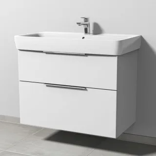 Sanipa 3way Waschtischunterbau zu Geberit Renova Plan Waschtisch mit 2 Auszügen, Weiß-Soft UM87943