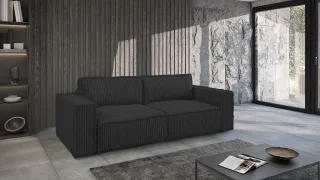 Sofa 3-Sitzer mit Schlaffunktion VAJANA Stoff Tilia Schwarz