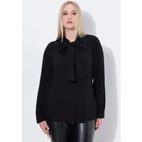 Ulla Popken Satinbluse Bluse angeschnittener Schal Langarm