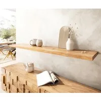 DELIFE Wandregal Edge, Akazie Natur 145 cm Massivholz gerade Kante Wandregal